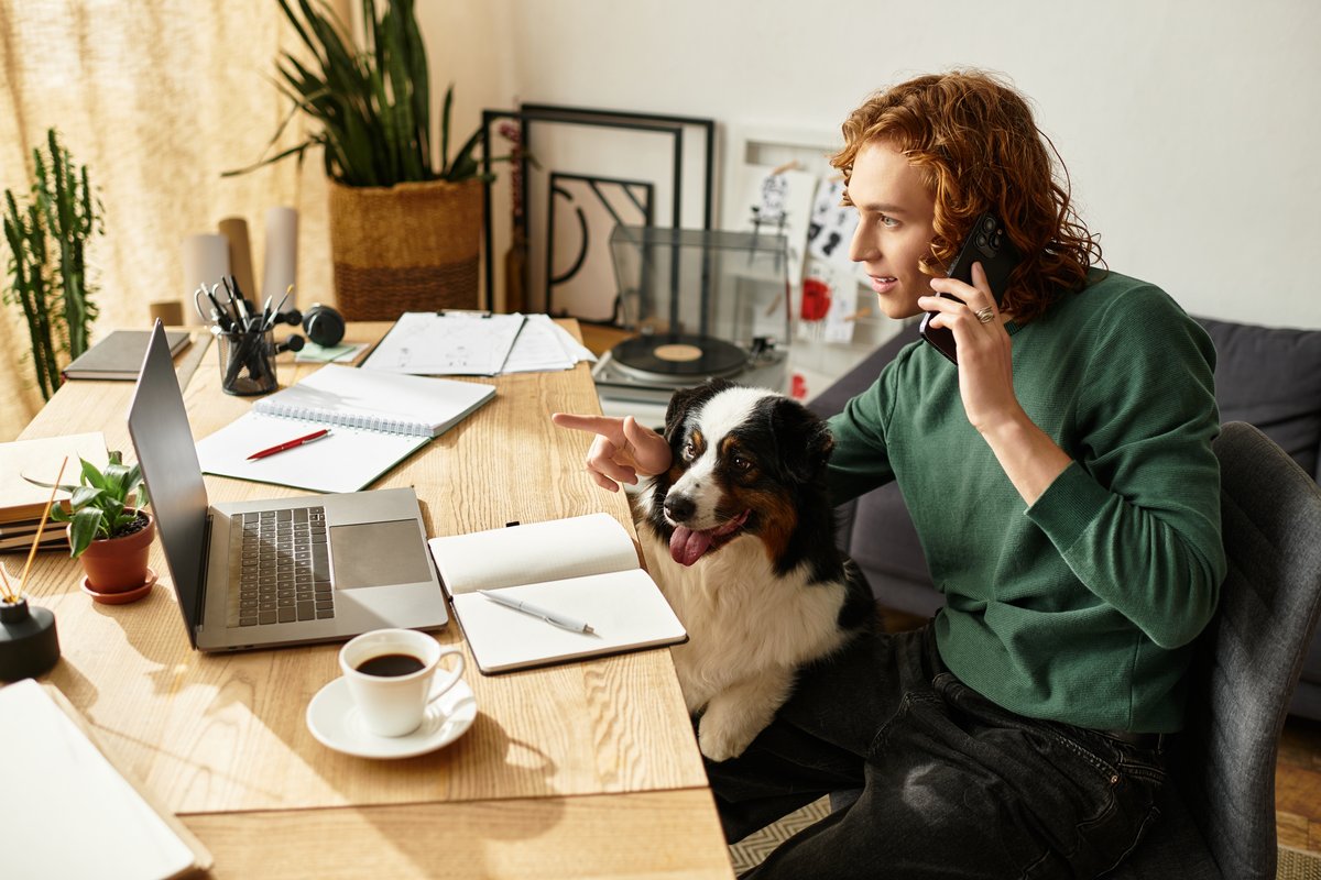 Cozy,Atmosphere,Of,A,Young,Man,Working,From,Home,With